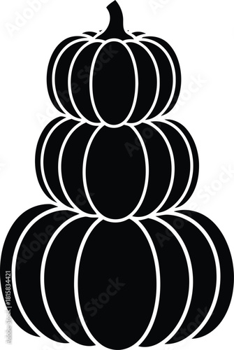 Stacked silhouette of three gourds for autumn decoration