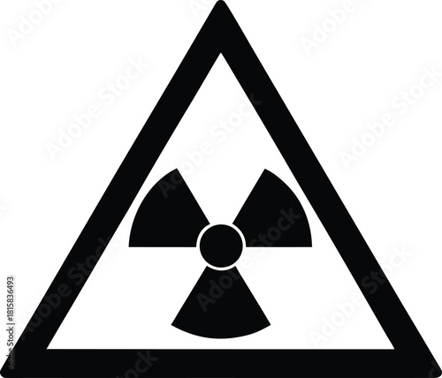 Minimalist radioactive warning hazard symbol on white background