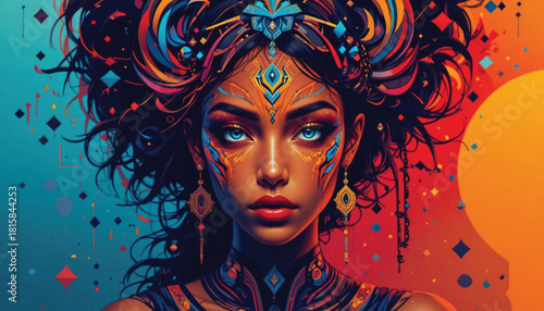 Abstract Woman Profile with Smooth Gradient Shapes.