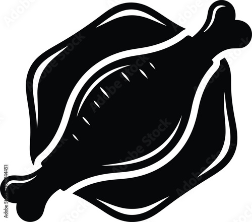 Stylized black and white silhouette of a chicken leg