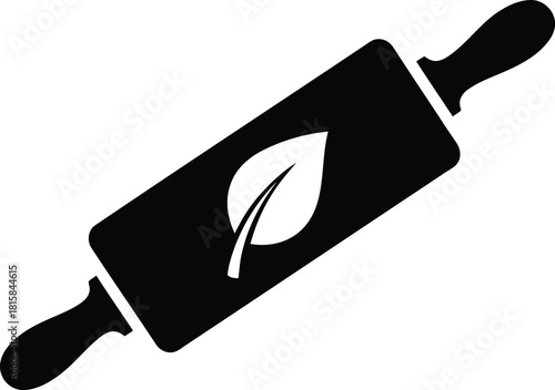 Rolling pin with a leaf symbol for healthy baking