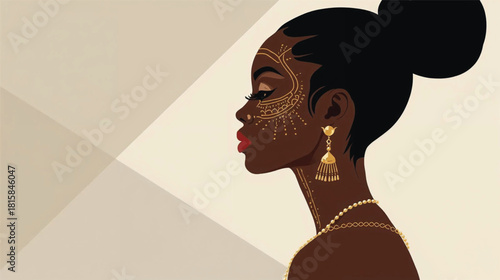 Contemporary Minimalist African Woman Vector Art.