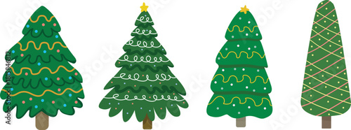 christmas trees for icon, illustration and others. Celebrating christmas. Christmas tree with decorations in vector