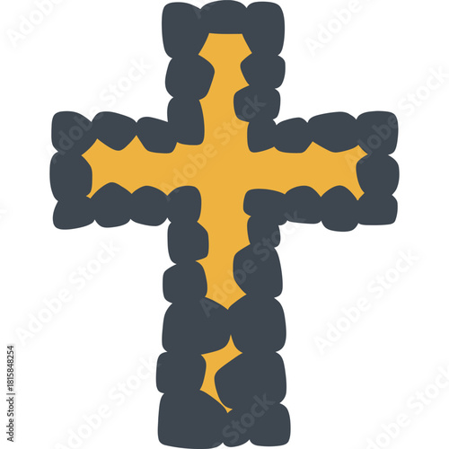 Stylized Christian Cross Symbol with Stone Texture religion faith religious spiritual belief christianity