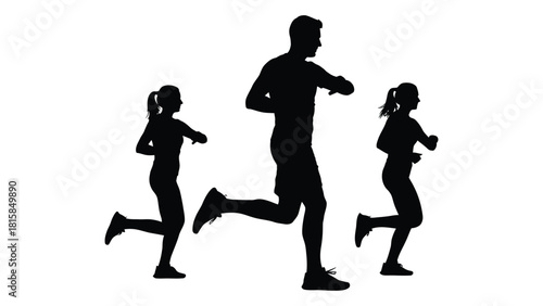 Running silhouettes isolated on white background, Vector