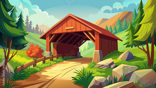 Very beautiful view of the Brown Covered Bridge in Brown County, Ohio, featuring its classic wooden structure surrounded by peaceful greenery, creating a charming and timeless rural landscape.