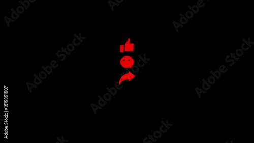 like comment share subscribe on black background or transparent background. 4K Video.