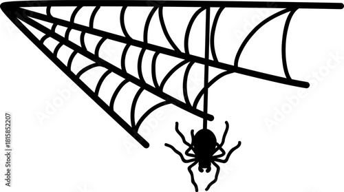 Spider web with hanging spider