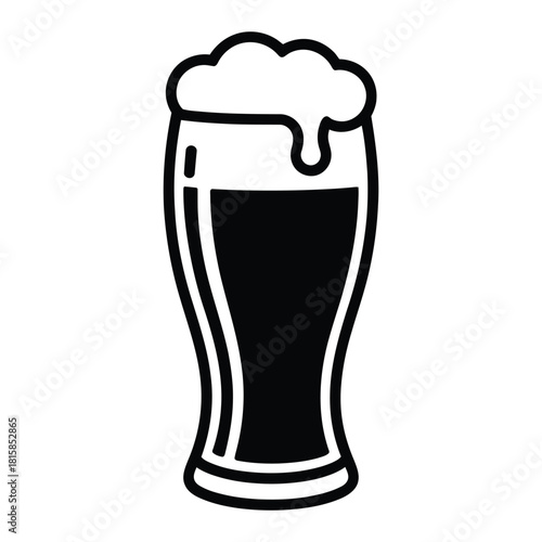 Illustration of a glass of dark beer with a frothy head, isolated on, perfect for bar menus, brewery promotions, or beerrelated designs