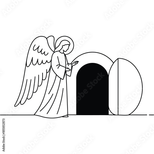 Angel at the Empty Tomb, Easter Illustration resurrection christianity religion faith hope divine spiritual