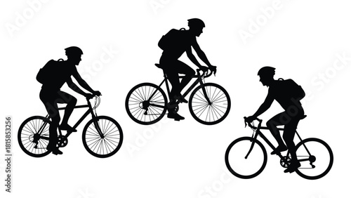 Bicycle rider silhouettes isolated on white background, Vector