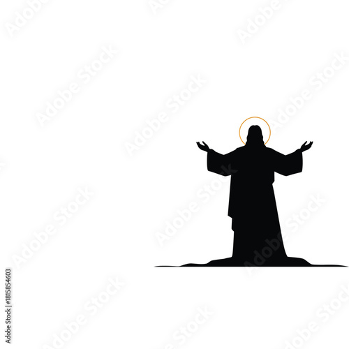 Silhouette of Jesus Christ with arms outstretched and halo religion faith spirituality christianity god
