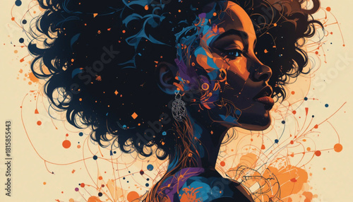 Minimal Abstract African Woman Portrait with Soft Gradients.