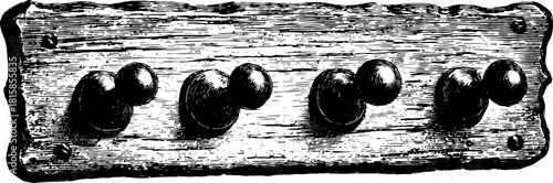 Vintage hook in an engraved style. Decorative wooden accessory illustration, simple and rustic, ideal for wall decor in a vector format.