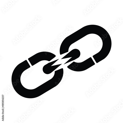 A simple black chain link isolated on, symbolizing connection, security, and strength in a minimalist design, ideal for illustrating concepts of linkage and unity