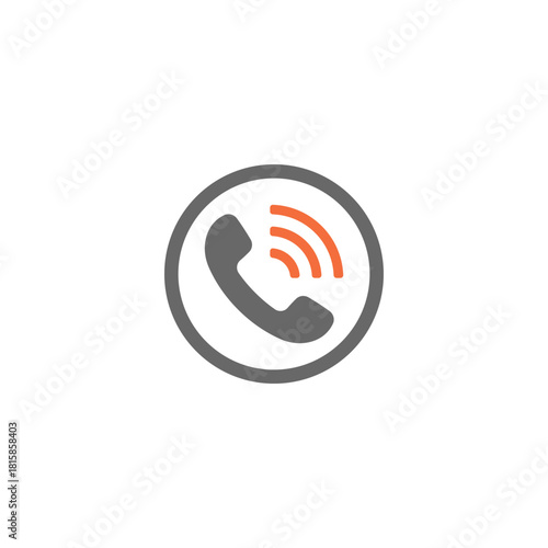 Ringing Telephone Icon with Gray Circle Simple Contact Symbol for Communication and Connectivity
