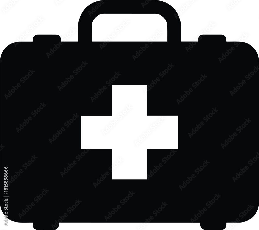 Obraz premium Emergency first aid kit icon for medical assistance and health care resources, essential for preparedness and safety in various situations and environments