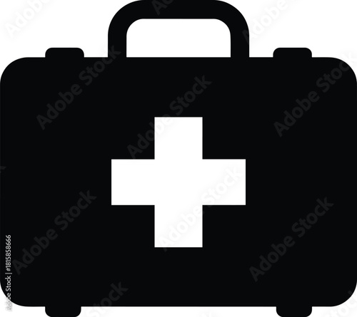 Emergency first aid kit icon for medical assistance and health care resources, essential for preparedness and safety in various situations and environments