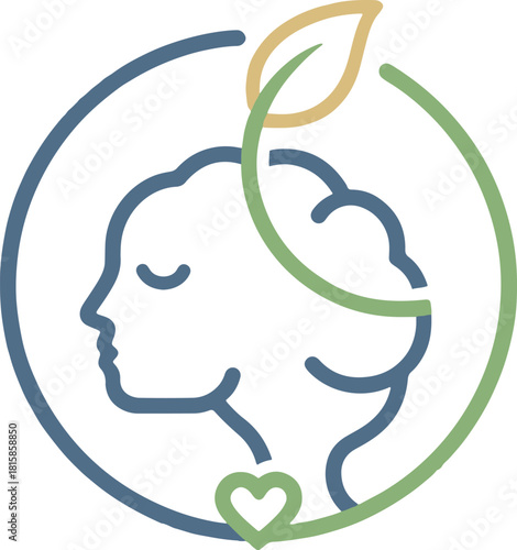 Modern wellness logo design showing mental health and growth, perfect for therapy practices or eco-friendly brands wanting to convey natural peace and balance