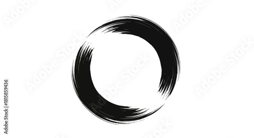 A black brushstroke circle on a white background, representing zen and mindfulness.