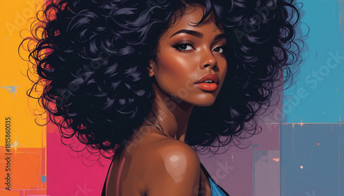 Trendy Editorial Vector of Confident African Woman.