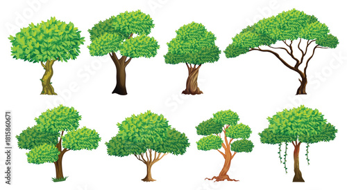 set of green trees