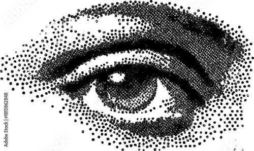 Eye illustration in black dot style. Simple vector art set for clear detailing and graphic representation.