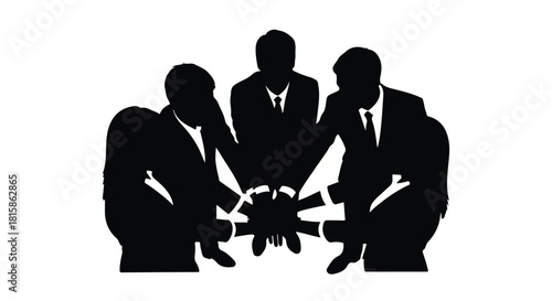 Teamwork and Unity Silhouetted Business Professionals Collaborating for Success
