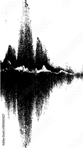Sound waveform representation in a monochrome style. Clean and abstract vector illustration showcasing audio signal dynamics.