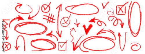 red arrow circle png with transparent hand drawn marker highlight.  Circular strokes marker felt pen scribbles doodle line collection. Hand drawn outline sketch wave brush circle mark elements rough 
