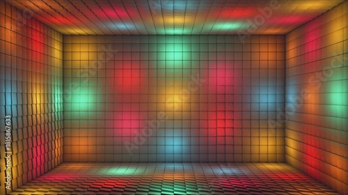 Broadcast Pulsating Hi-Tech Alternate Blinking Illuminated Cubes Room Stage, Multi Color, Events, 3D, Loopable, 4K