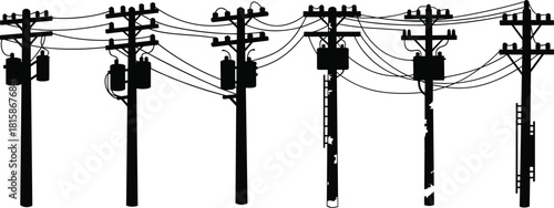 electricity, power, pole, transformer, wires, utility, energy, cable, infrastructure, voltage, network, distribution, silhouette, engineering, grid