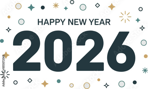 Happy new year 2026 celebration banner with festive elements