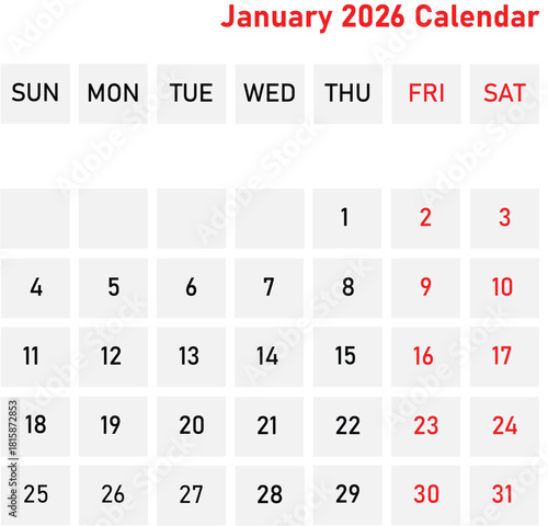 january 2026 calendar design