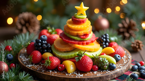Stacked Fruit Christmas Tree Centerpiece
