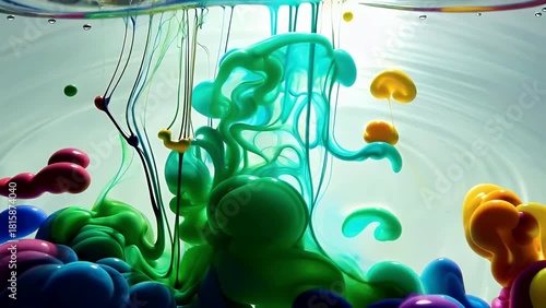 Vivid Ink and Paint Swirling Water Under Highcontrast Light