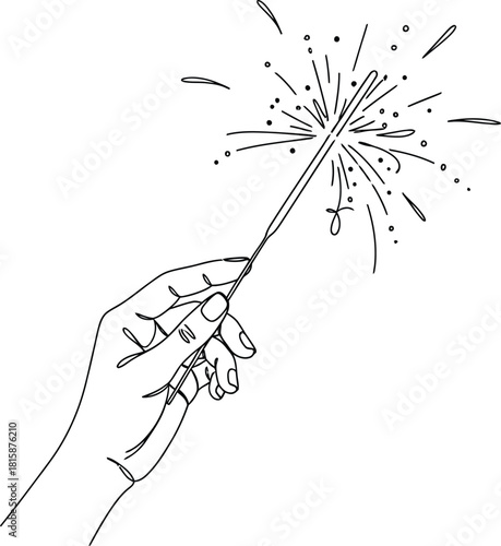Hand holding a sparkler creating a festive atmosphere for celebration and joy