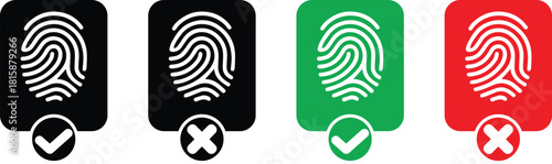 This fingerprint access icon set features four variations of biometric verification symbols