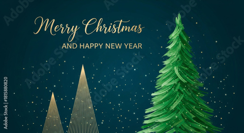 christmas card with christmas tree and gifts. Merry Christmas and Happy New Year  banner/greeting card design. Creative Merry Christmas background logo design with a modern concept. 