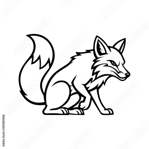 Outline Fox Character e-Sport Logo Vector Template
