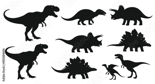 Collection of dinosaur silhouettes for educational purposes silhouette