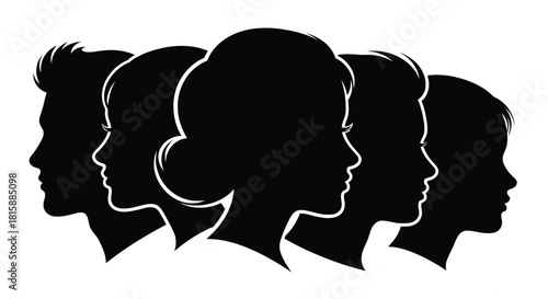 Diverse group of people in profile silhouette