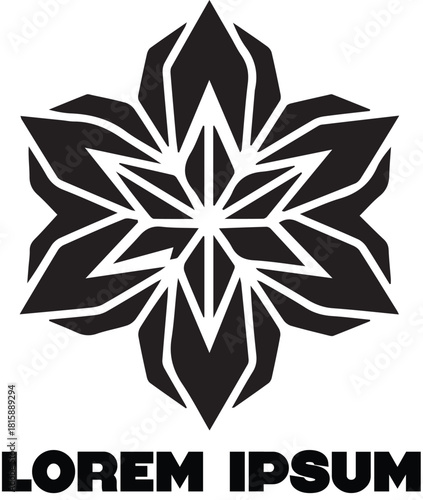 abstract flower design bold star-flower logo, geometric floral star, decorative mandala petal shape