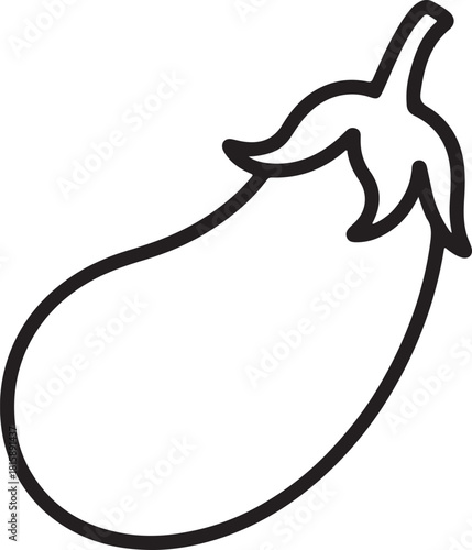 Fresh Eggplant Line Art Drawing Vector Illustration for Coloring Book Page