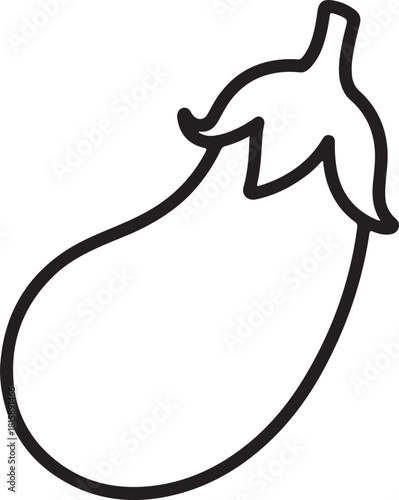 Fresh Eggplant Line Art Drawing Vector Illustration for Coloring Book Page