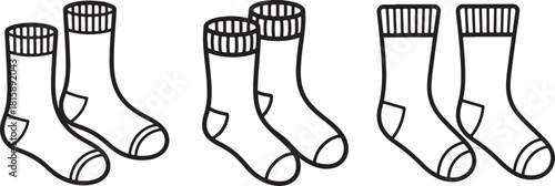 Set of Sock Line Art Drawing Vector Illustration for Coloring Book Page