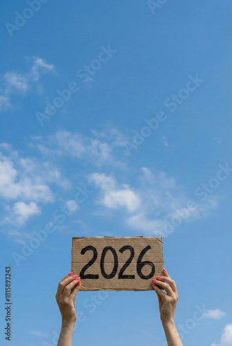 New Year 2026 concept photo with copy space on the sky