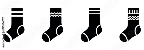 Stylish collection of socks silhouettes for fashion, comfort, and cozy vibes in trendy designs, ideal for apparel prints and sock-related marketing.