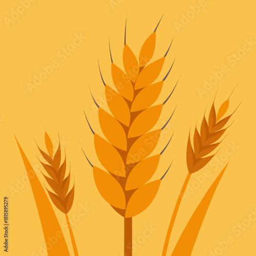 Golden wheat stalks in minimalist silhouette style