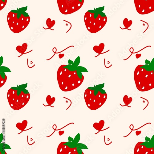 Handdrawn Strawberry Repeat Pattern Illustration
